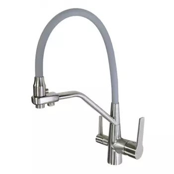 Смеситель для кухни Viko V-5506 с подключением фильтра и гибким изливом хром, серый