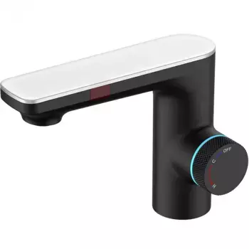 Термостатический смеситель Berges Morans 076002 цифровая индикация температуры воды, черный матовый