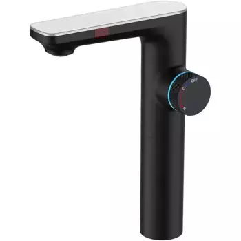 Термостатический смеситель Berges Morans 076004 цифровая индикация температуры воды, черный матовый