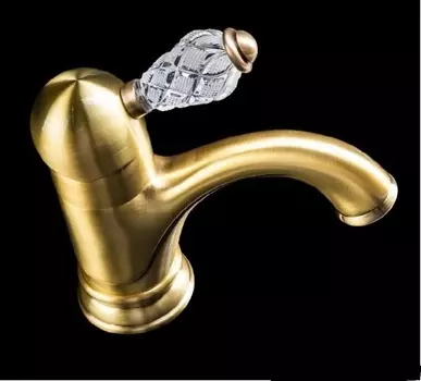Смеситель для раковины Boheme Crystal бронзовый с хрустальной ручкой
