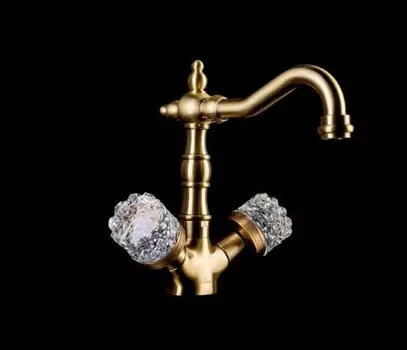 Смеситель для раковины Boheme crystal бронзовый глянцевый