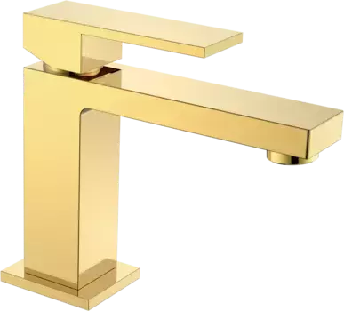 Смеситель для раковины низкий Boheme Qubic золото глянцевое