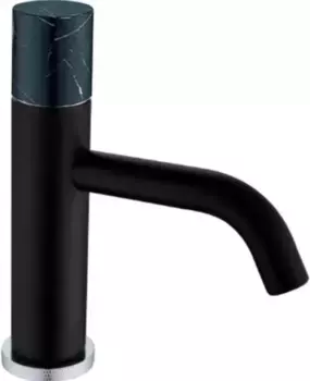 Смеситель для раковины низкий Boheme Stick c ручкой черный мрамор, черный матовый