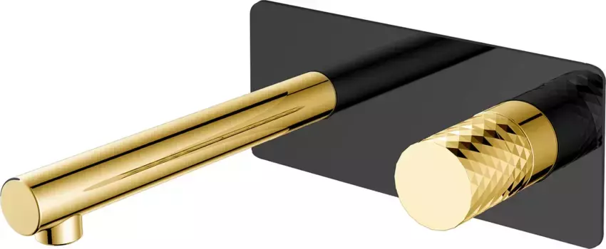 Смеситель для раковины Boheme Stick c ручкой Diamond, черный матовый, золото