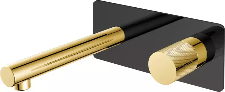 Смеситель для раковины Boheme Stick c ручкой Touch, черный матовый, золото