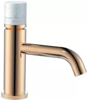 Смеситель для раковины Boheme Stick 121-G-MR-W золотой, мрамор белый