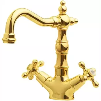 Смеситель для раковины Boheme Tradizionale золотой глянцевый с керамической ручкой