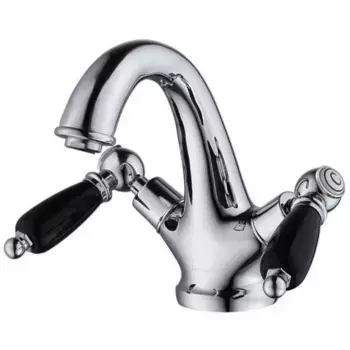 Смеситель для раковины Caprigo Adria-Classik 03B-520-crm хром, черный с донным клапаном