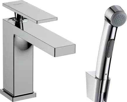 Смеситель для раковины Hansgrohe Tecturis E 110 73210000 с гигиеническим душем, хром