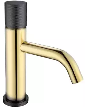 Смеситель для раковины низкий Boheme Stick c ручкой Touch, золото матовое, черный