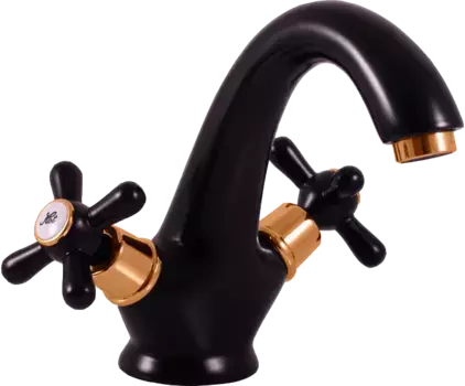 Смеситель для раковины Rav Slezak Morava retro черный матовый - золото