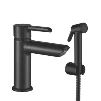 Смеситель для раковины Shevanik S6071H с гигиеническим душем, черный