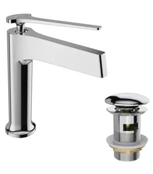 Смеситель для раковины STWORKI Аулум S06010CR + донный клапан SD-001CR хром