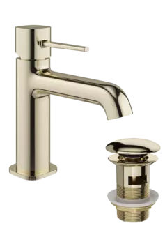 Смеситель для раковины STWORKI Эстерсунд S31010GG + донный клапан SW-001GG глянцевое золото