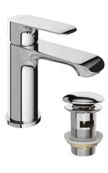 Смеситель для раковины STWORKI Копенгаген S42010CR + донный клапан SW-001CR хром