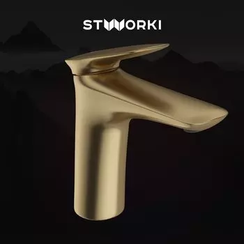 Смеситель для раковины STWORKI Молде S23010GM матовое золото