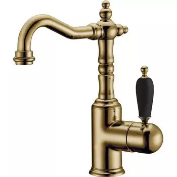 Смеситель для раковины Boheme Medici 302-BLC бронзовый с черной керамикой