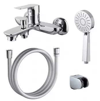 Смеситель для ванны Azario Avilla с душевой лейкой и шлангом, хром (AZ-SU23394C)