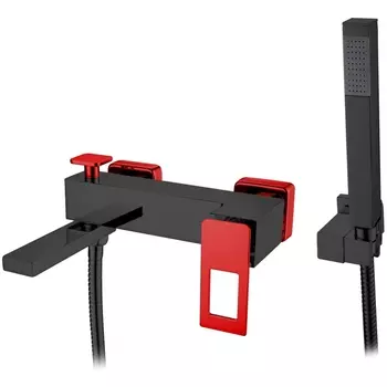 Смеситель для ванны Boheme Q черный с красным