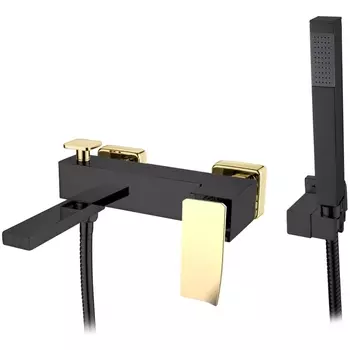 Смеситель для ванны Boheme Q черный с золотом