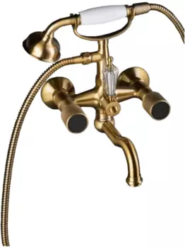 Смеситель для ванны Boheme Royal Cristal бронза с черными кристаллами Preciosa и переключателем Swarovski