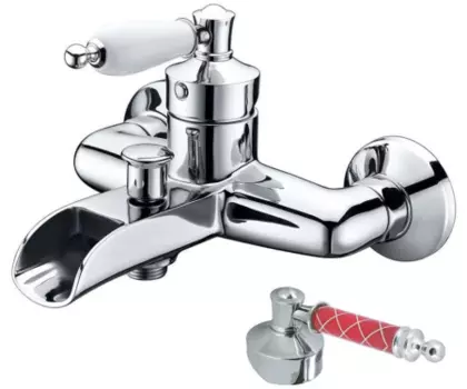 Смеситель для ванны Boheme Vogue хром с красным