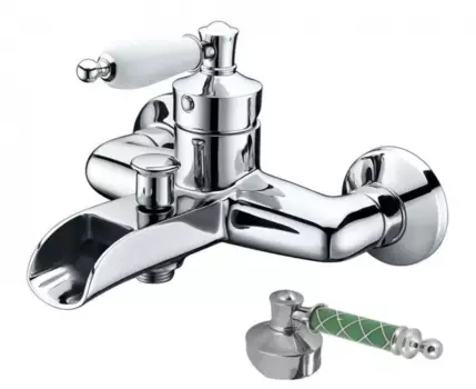 Смеситель для ванны Boheme Vogue хром с зеленым