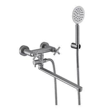 Смеситель с длинным изливом для ванны Fashun A52228 сатин