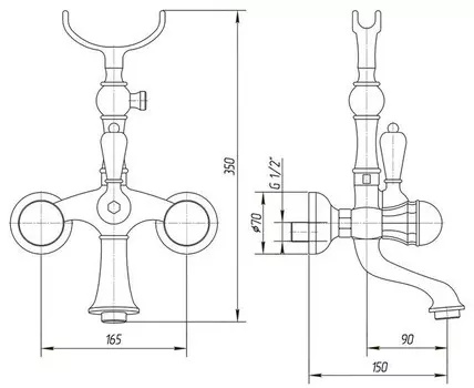 Смеситель для ванны Migliore Korona хром/золото (ML KRN-4703 CRDO)