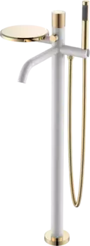 Напольный смеситель для ванны с душем Boheme Stick 129-WG.2 white touch gold