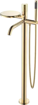 Смеситель для ванны напольный Boheme Stick c ручкой Diamond, золото глянцевое