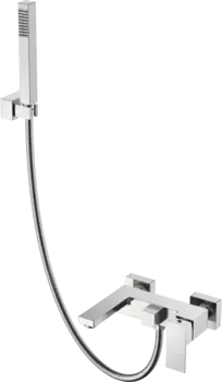 Смеситель для ванны с душем Boheme Qubic сталь глянцевая