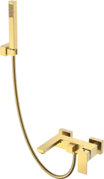 Смеситель для ванны с душем Boheme Qubic золото матовое