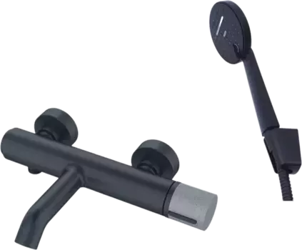 Смеситель для ванны с душем Bronze de Luxe Focus черный матовый - гранит