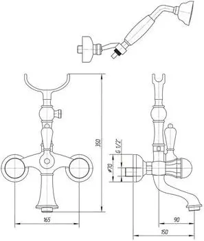 Смеситель для ванны с душем Migliore Korona Crystall 27307 хром