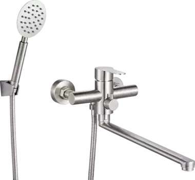 Смеситель для ванны с душем РМС универсальный сталь матовый