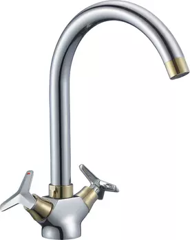Смеситель двуручный для кухни с поворотным изливом 280мм, хром RS41-72U