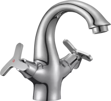 Смеситель двуручный для умывальника, монолитный, хром RS40-61