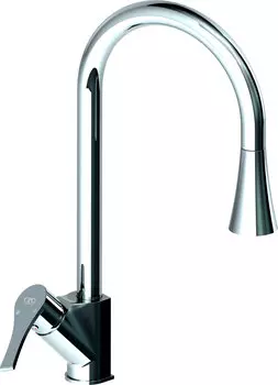 Смеситель для кухни GPD Atros MES65 с выдвижным изливом, хром