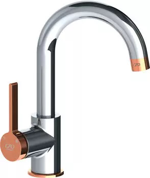 Смеситель GPD Gildo для раковины, хром, розовое золото MTL165-K-R