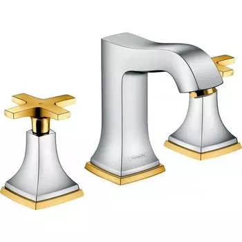 Смеситель hansgrohe Metropol Classic для раковины на 3 отверстия, с крестовыми рукоятками и сливным гарнитуром 31306090
