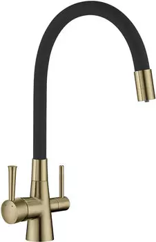 Смеситель для кухни Lemark Comfort LM3075B с гибким изливом, бронза, черный
