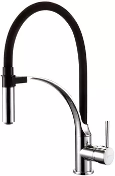 Смеситель для кухни Lemark Soul с гибким изливом хром, черный