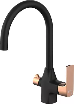 Смеситель для кухни Lemark Ursus черный, золото, с подключением к фильтру