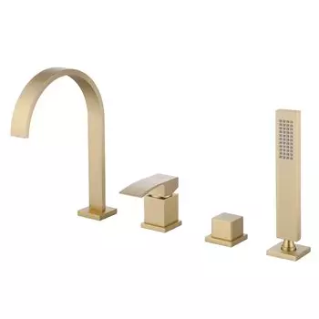 Смеситель на борт ванны Abber Wasserfall AF8613G матовое золото