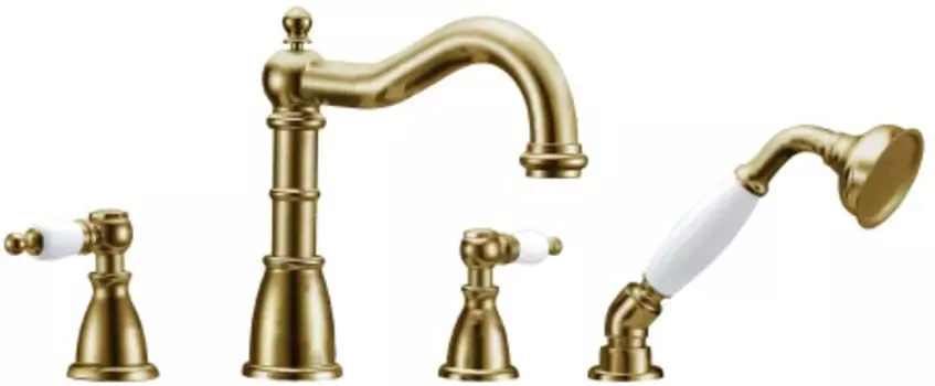 Смеситель на борт ванны Boheme Medici бронза глянцевая с душевым гарнитуром