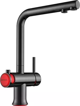 Смеситель для кухни Omoikiri Hotaru с подключением к фильтру темный хром, вороненная сталь, красный