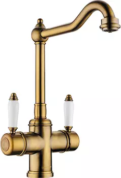 Смеситель для кухни Omoikiri Tottori 4994009 с подключением к фильтру античная латунь