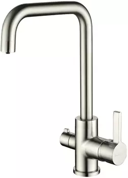 Смеситель для кухни Paulmark Logas Lo213021-NI с подключением к фильтру сталь матовая, никель