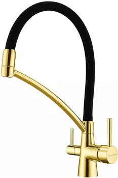 Смеситель для кухни Paulmark Siegen Si213111-G золото, с гибким изливом